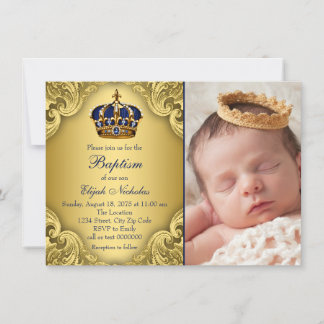 ブルー王室の金ゴールド王冠バプテスマ 招待状