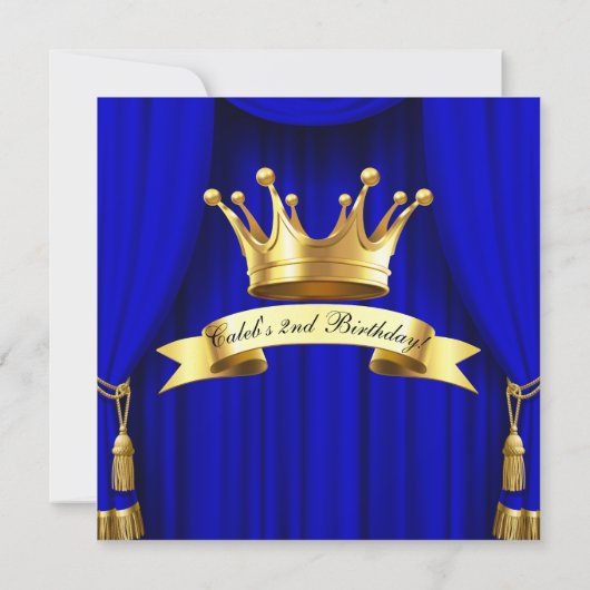 ブルー王室の金ゴールド王室の皇太子誕生会 招待状 (裏面)