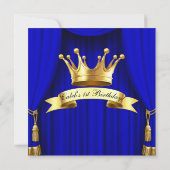 ブルー王室の金ゴールド王室の皇太子1歳 招待状 (裏面)