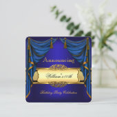 ブルー王室の金ゴールド誕生会メンズウィメンズ2 招待状 (スタンド正面)