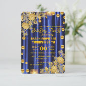 ブルー王室の金ゴールド誕生日パーティーへの招待，女性 セーブザデート (スタンド正面)