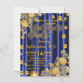 ブルー王室の金ゴールド誕生日パーティーへの招待,女性 招待状 (正面)