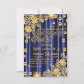 ブルー王室の金ゴールド誕生日パーティーへの招待,女性 招待状 (正面)