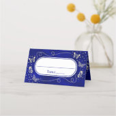 ブルー王室の金ゴールド15歳キンセアニラバタフライ プレイスカード (裏面)