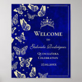 ブルー王室の金ゴールド15th誕生日キンセアニラウェルカム ポスター (正面)