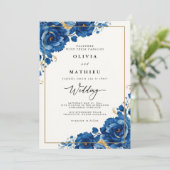 ブルー王室の開花ボ結婚タニカル 招待状 (スタンド正面)
