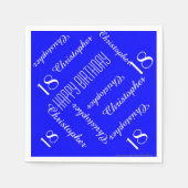 ブルー王室の18thバースデーパーティーの繰り返し名前紙 スタンダードカクテルナプキン (正面)