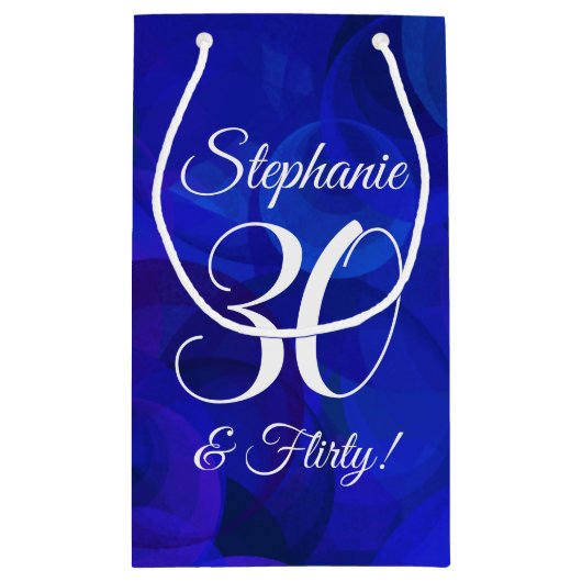 ブルー王室の30歳と誕生日パ気のあるそぶりをしたーティー スモールペーパーバッグ (裏面)