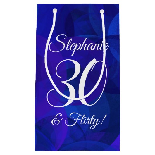 ブルー王室の30歳と誕生日パ気のあるそぶりをしたーティー スモールペーパーバッグ (正面)