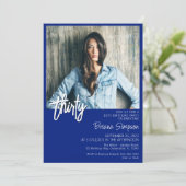 ブルー王室の30thバースデーフォト招待状 招待状 (スタンド正面)