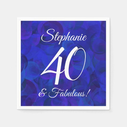 ブルー王室の40と素晴らしい誕生日パーティー スタンダードカクテルナプキン (正面)
