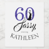 ブルー王室の60歳とサッシー60歳の誕生日パーティー ワインラベル (シングルラベル)