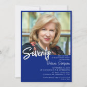 ブルー王室の70th誕生日フォト招待状 招待状 (正面)