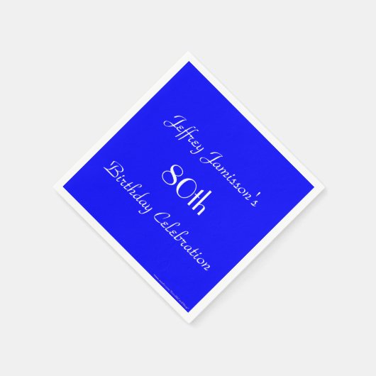 ブルー王室の80th無地のバースデーパーティー紙 スタンダードカクテルナプキン (角)
