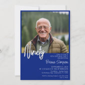 ブルー王室の90th誕生日フォト招待状 招待状 (正面)