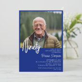 ブルー王室の90th誕生日フォト招待状 招待状 (スタンド正面)