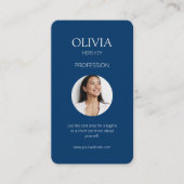 ブルー王室の&クリーミーアイボリー写真ソーシャルQRコード 名刺 (正面)