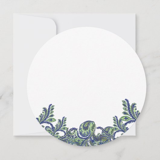 ブルー王室の&グリーンペイズリーピーコックウェディングアクト 招待状 (裏面)