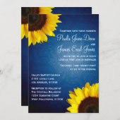 ブルー王室の&サンフラワー結婚式招待状 招待状 (正面/裏面)