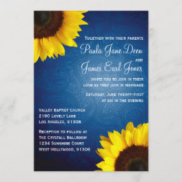 ブルー王室の&サンフラワー結婚式招待状 招待状