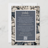 ブルー王室の&シャンパン開花結婚ズ詳細 招待状 (正面)