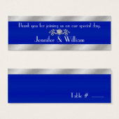 ブルー王室の&シルバートーンカスタムウェディングメッセージカード (正面&裏面)