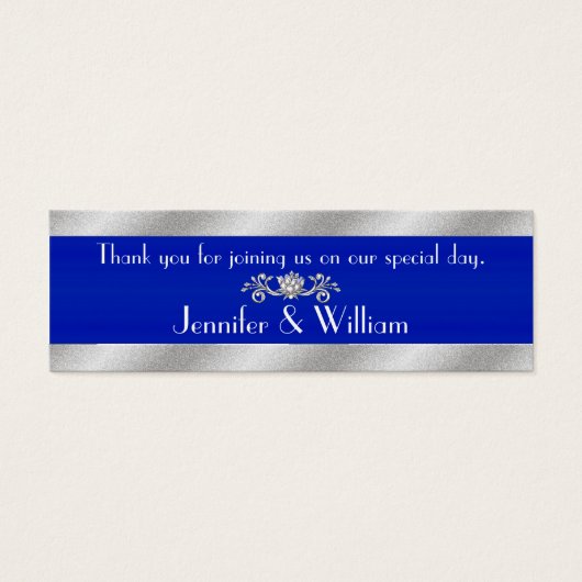 ブルー王室の&シルバートーンカスタムウェディングメッセージカード (正面)