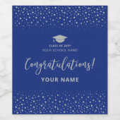 ブルー王室の&シルバー卒業おめでとう ワインラベル (シングルラベル)