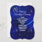 ブルー王室の、ダイヤモンドおよびハート結婚式 プログラム (正面)