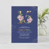 ブルー王室の&ピンクマグノリアフローラキンセアニェラ 招待状 (スタンド正面)