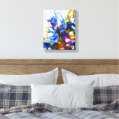 ブルー王室の&ピンク抽象芸術流体アート キャンバスプリント (インサイチュ (寝室))