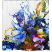 ブルー王室の&ピンク抽象芸術流体アート シャワーカーテン (正面)