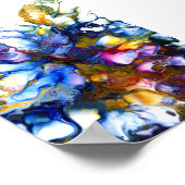 ブルー王室の&ピンク抽象芸術流体アート ポスター (角)