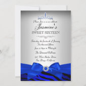 ブルー王室の&ブラックゼブラスウィート16バースデーパーティー2 招待状 (裏面)