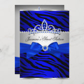 ブルー王室の&ブラックゼブラスウィート16バースデーパーティー2 招待状 (正面/裏面)