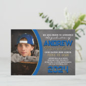 ブルー王室の&ブロンズの黒板グラッド発表 招待状 (スタンド正面)