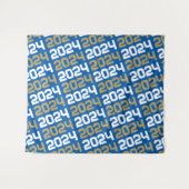 ブルー王室の&ブロンズ金ゴールド卒業背景 タペストリー (正面(横))