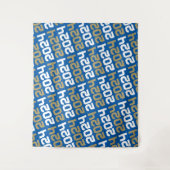 ブルー王室の&ブロンズ金ゴールド卒業背景 タペストリー (正面)