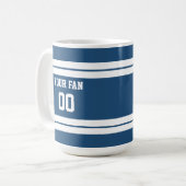 ブルー王室の&ホワイトサッカーチームパーソナライズされた コーヒーマグカップ (正面左)