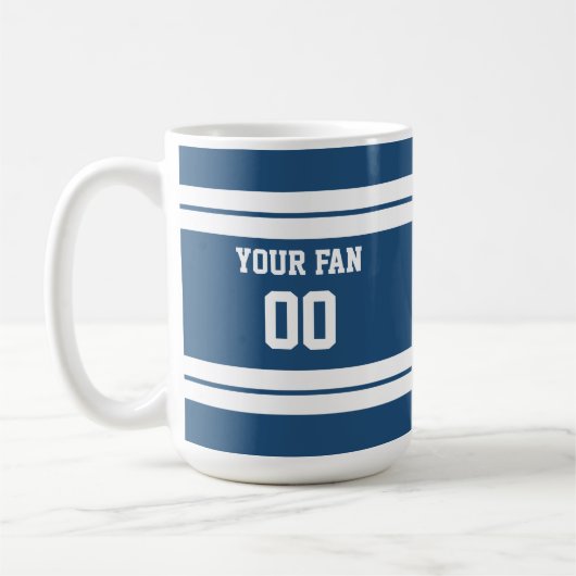 ブルー王室の&ホワイトサッカーチームパーソナライズされた コーヒーマグカップ (左)