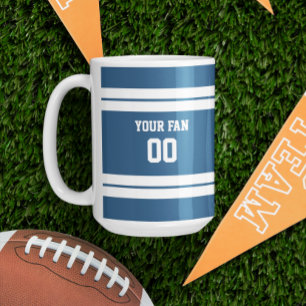 ブルー王室の&ホワイトサッカーチームパーソナライズされた コーヒーマグカップ