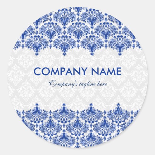 ブルー王室の&ホワイトヴィンテージレース ラウンドシール (正面)