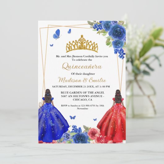 ブルー王室の&レッドバタフライツインキンセアニェラ 招待状 (スタンド正面)