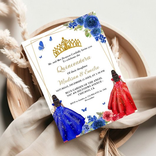 ブルー王室の&レッドバタフライツインキンセアニェラ 招待状