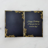 ブルー王室の&金ゴールドキングオブザデッド誕生日カード カード (内部)