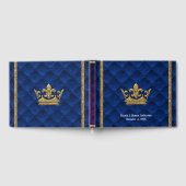 ブルー王室の&金ゴールドクラウンエレガントグラマ結婚ー ゲストブック (全面)