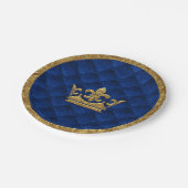 ブルー王室の&金ゴールドクラウンエレガントストーリ王室のブック ペーパープレート (アングル)