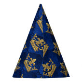 ブルー王室の&金ゴールドクラウンプリンスバースデーパーティー パーティーハット (裏面)