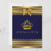 ブルー王室の&金ゴールドクラウンベビーシャワー招待状 招待状 (正面)