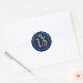 ブルー王室の&金ゴールドクラウン13 13th誕生日パーティー ラウンドシール (封筒)